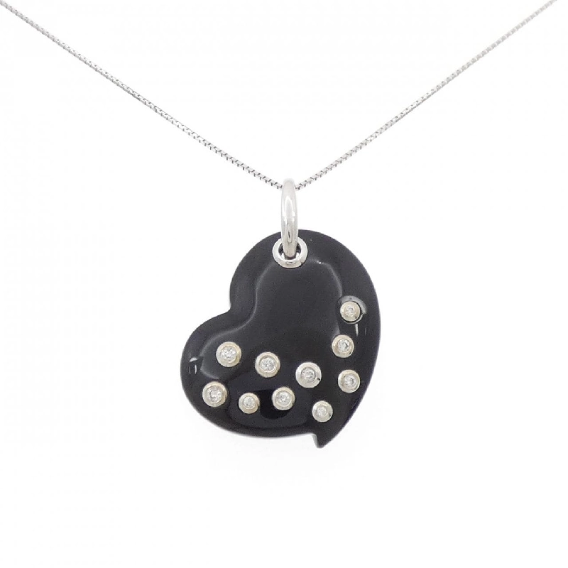 K18WG Dây chuyền hình trái tim Onyx - Hàng hiệu Chính hãng 860337