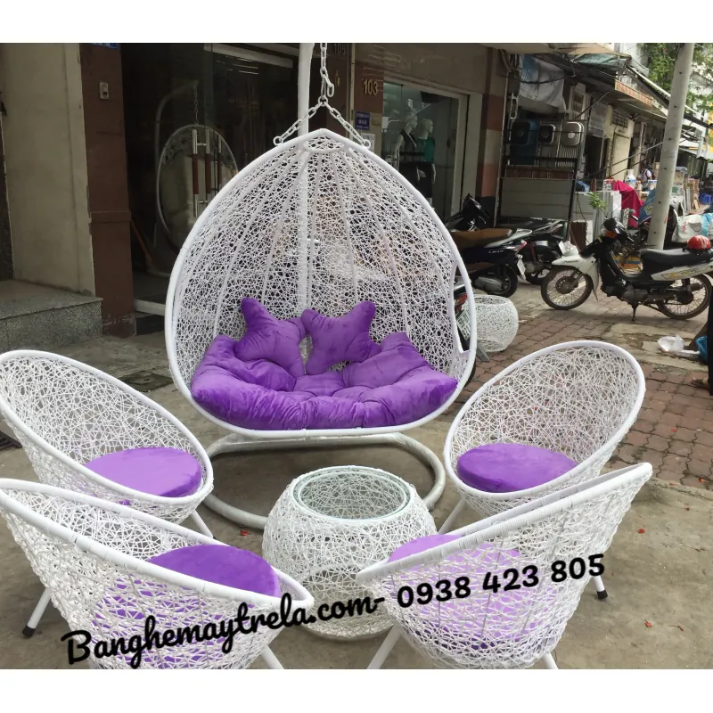 Xích đu kèm bàn ghế mây nhựa ban công 731055