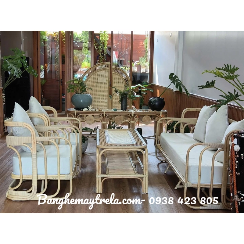 Bàn ghế sofa mây phòng khách hiện đại HCM 527052