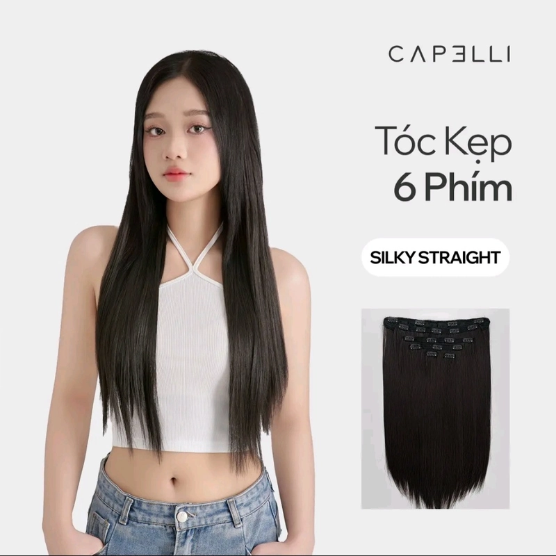 Tóc giả kẹp phím Capelli 45cm màu nâu đen new 90% 469944