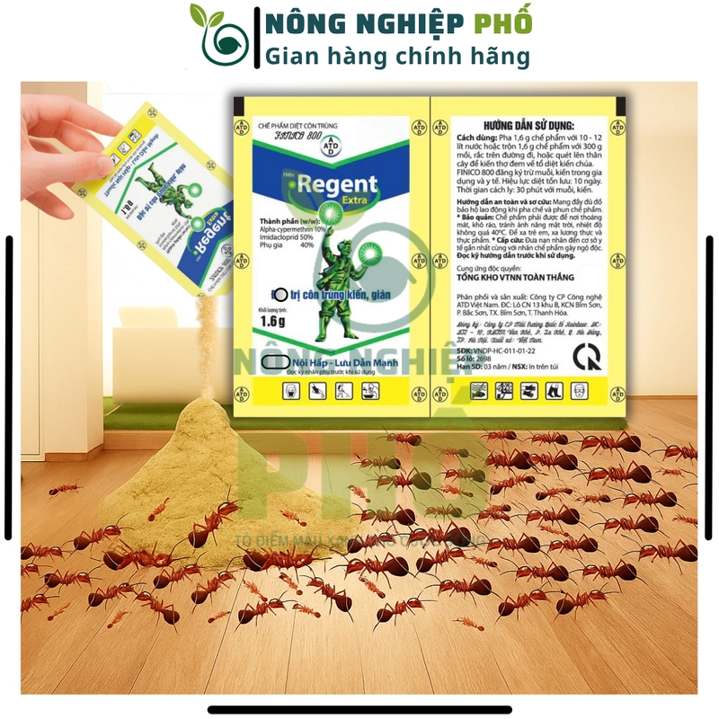 10 REGENT 800 (gói 1.6g) DATE MỚI - Diệt Kiến, Gián, Bọ Chét, Mạt, Rầy, Nhện, Bọ Trĩ, Sâu 508270