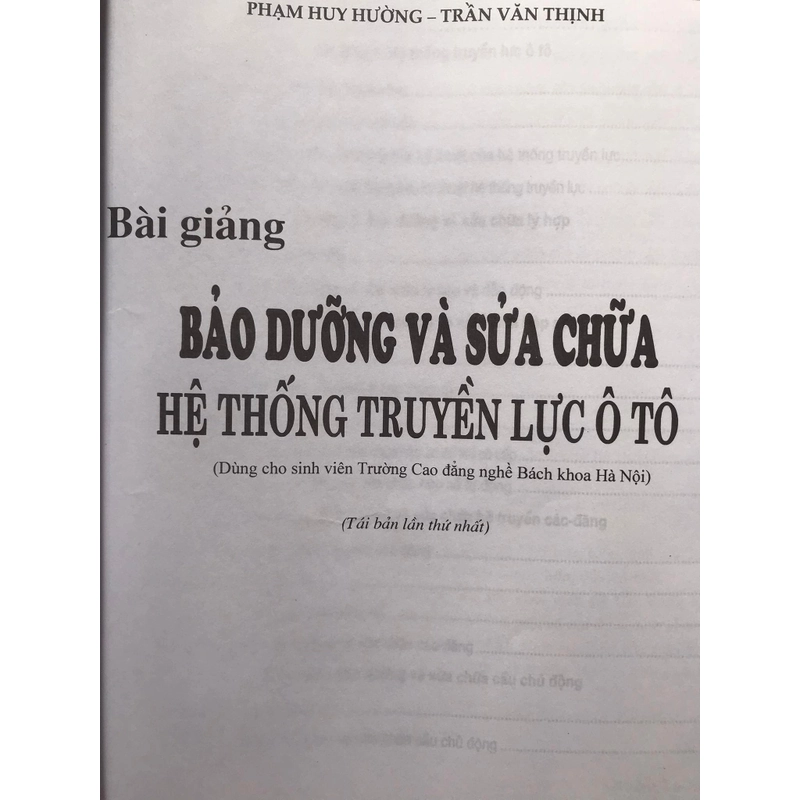 BẢO DƯỠNG VÀ SỬA CHỮA HỆ THỐNG TRUYỀN LỰC Ô TÔ 474838