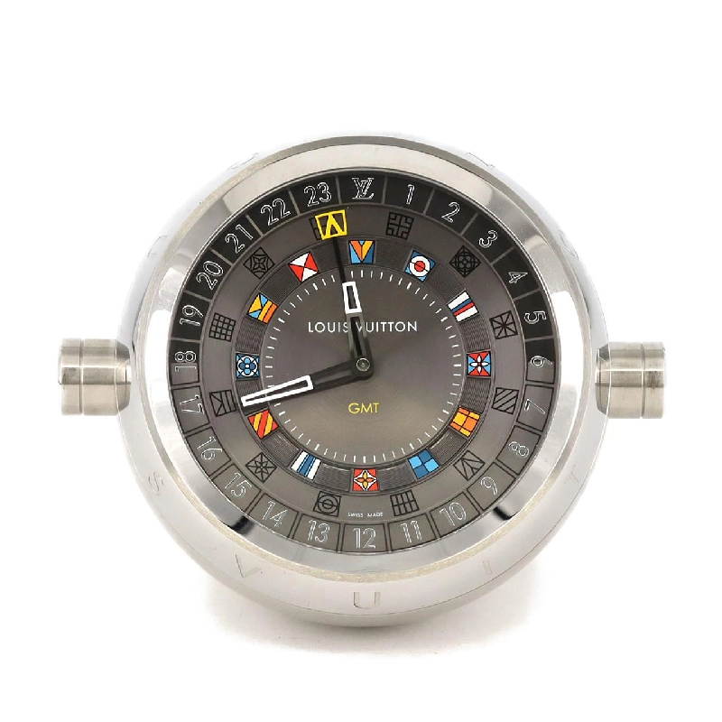 Đồng hồ bàn Louis Vuitton Tambour Dual Time Table Clock Trunk Q1Q030 SS Quartz - Hàng hiệu Authentic 876167