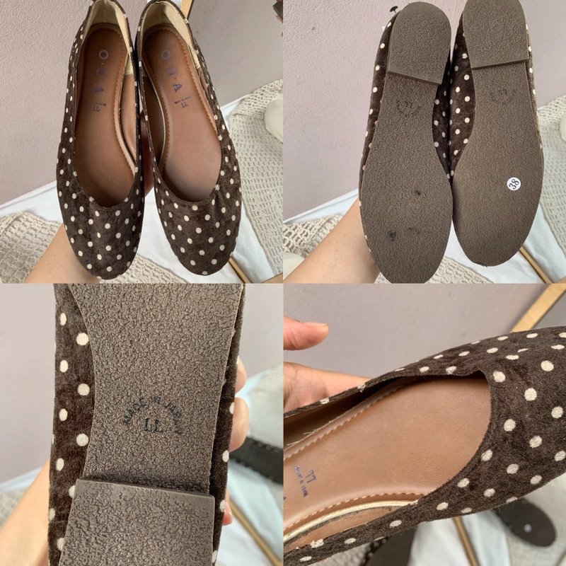 [Like new] Giày bệt nữ O•G•A made in Japan - size 37.5-38 - Chấm bi hot trend 500267