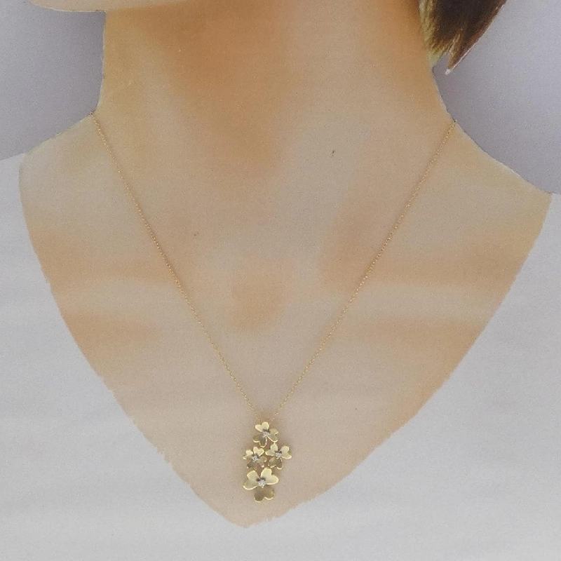 K18YG Hoa Kim Cương Dây Chuyền 0.06CT - Hàng hiệu Chính hãng 857007