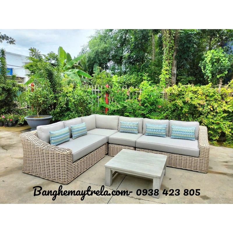 Sofa góc nhựa giả mây hiện đại 536731