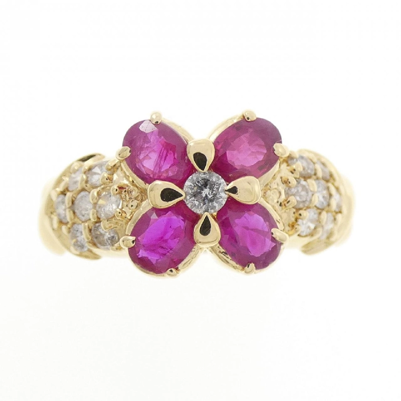 Nhẫn Ruby Hoa K18YG 0.87CT - Hàng hiệu Chính hãng 853042