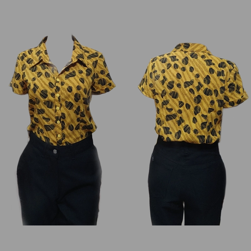 Sơ mi vàng hoạ tiết size M  485598