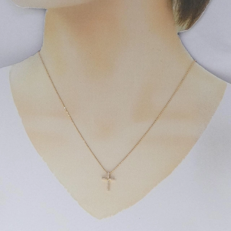 K18PG Dây chuyền kim cương hình chữ thập 0.13CT - Hàng hiệu Chính hãng 860152