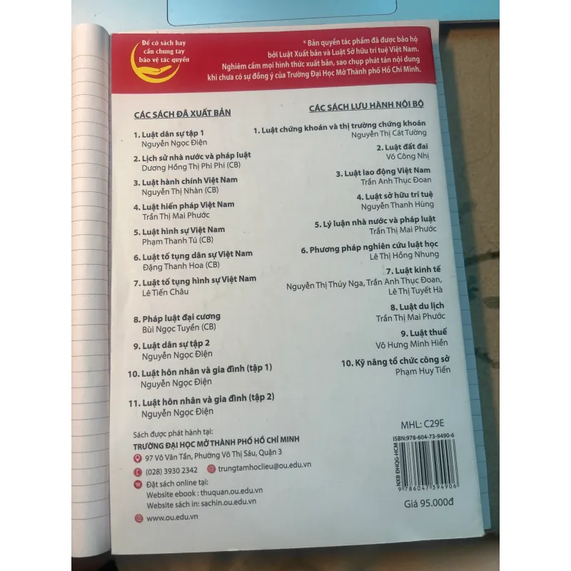 Sách Giáo trình Luật Hôn Nhân Và Gia Đình - Nguyễn Ngọc Điện mới 90% 756950