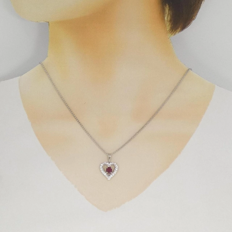 Dây chuyền ruby hình trái tim PT900/PT850 1.00CT - Hàng hiệu Authentic 859563