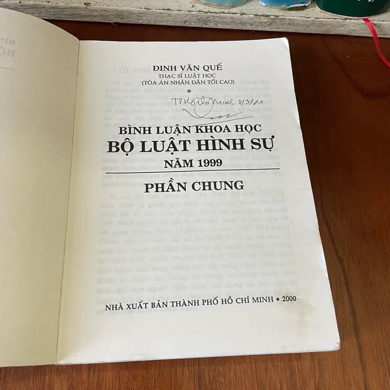 [Chữ Ký Tác Giả] - II Tựa sách: Bình Luận Khoa Học Bộ Luật Hình Sự Năm 1999 - Đinh Văn Quế 561463