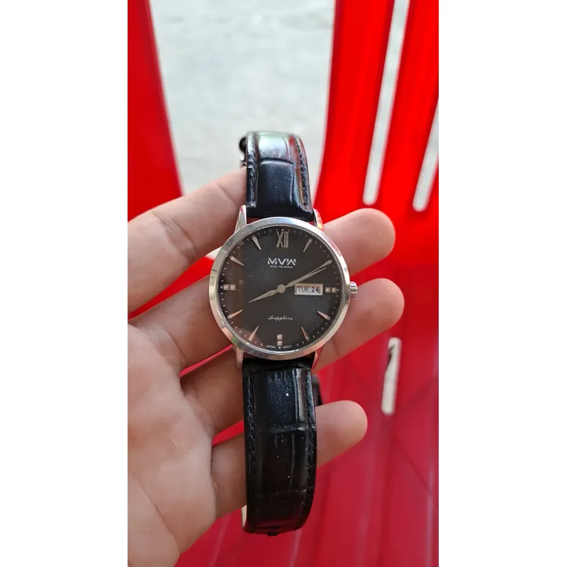 đồng hồ nam MVAVNAV dây da chính hãng mặt tròn 781357