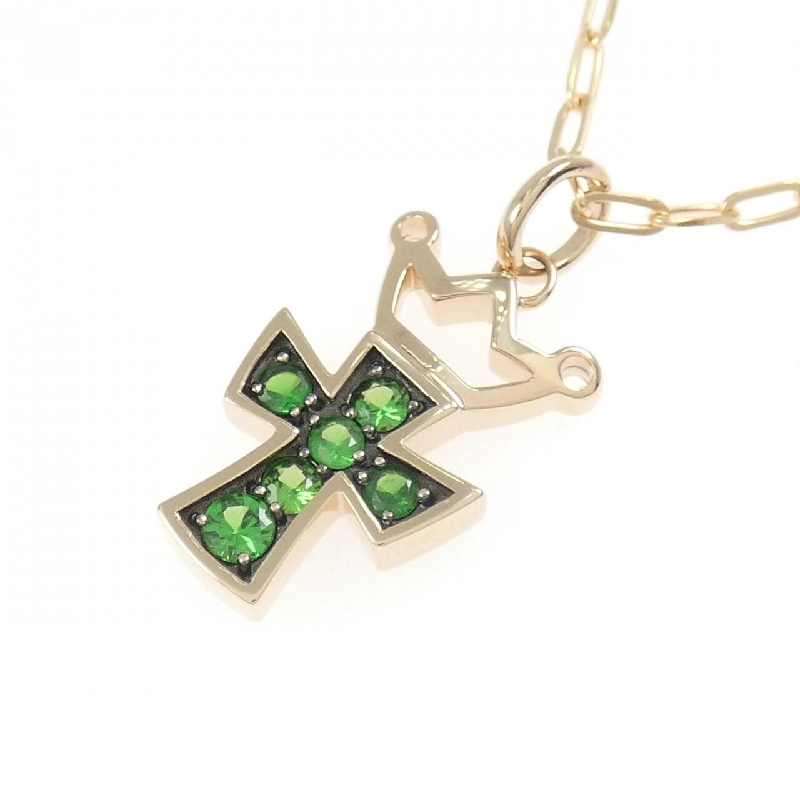 K18PG/K18BG Đan chéo × Vương miện Đá garnet Dây chuyền 0.24CT - Hàng hiệu Chính hãng 864564