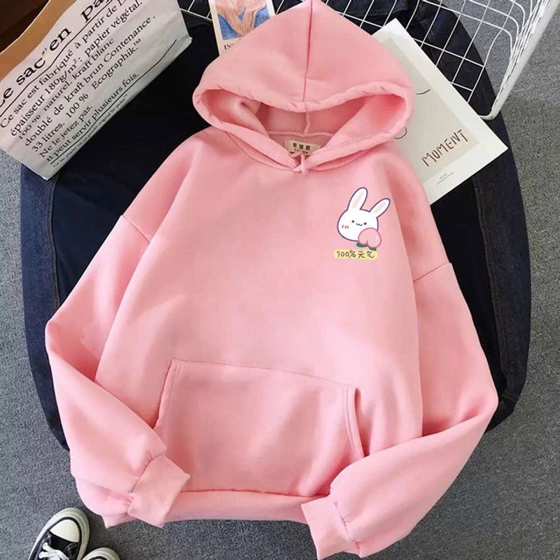 ÁO KHOÁC NỈ HOODIE LOGO THỎ CUTE NAM NỮ. CHẤT NỈ LÓT BÔNG. HÀNG Y HÌNH 357328