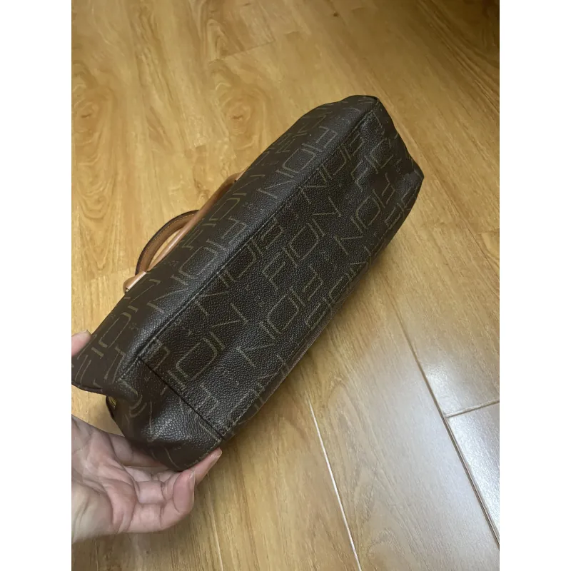 Túi nữ phom trống 30*17*8 da thật & canvas 2hand 1017582