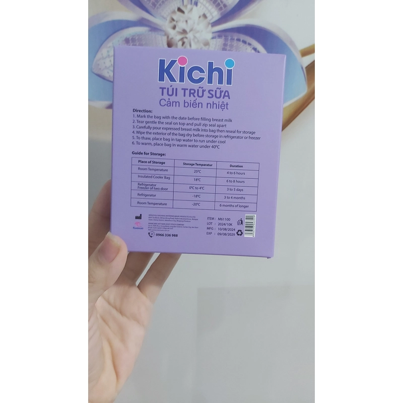 Túi trữ sữa Kichi size 100ml- 30 túi cảm biến nhiệt độ 393455