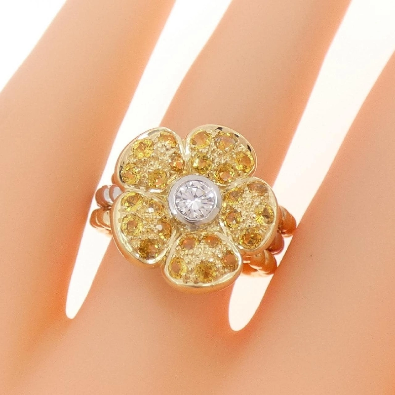 Nhẫn hoa sapphire 1.25CT K18YG/PT900/K18PG - Hàng hiệu Authentic 848274