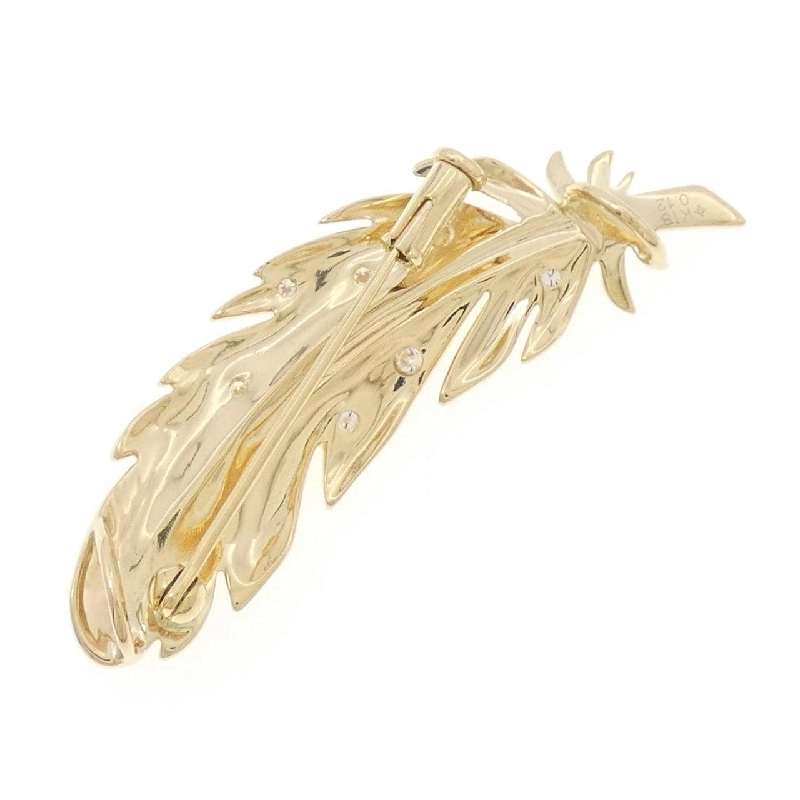 K18YG Feather Diamond Brooch 0.12CT - Hàng hiệu Authentic 871290