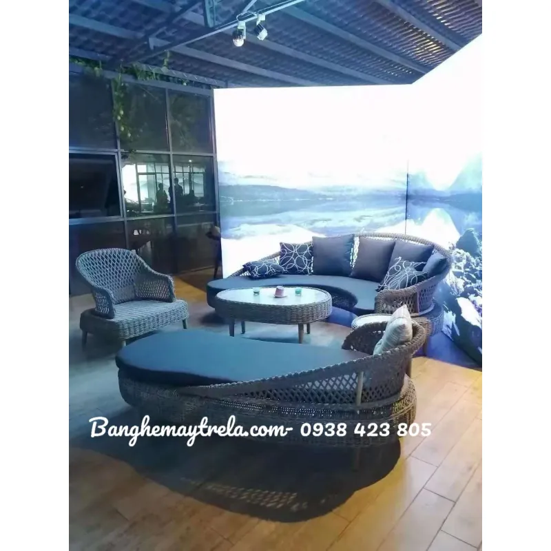 Ghế sofa ngoài trời mây nhựa 735478