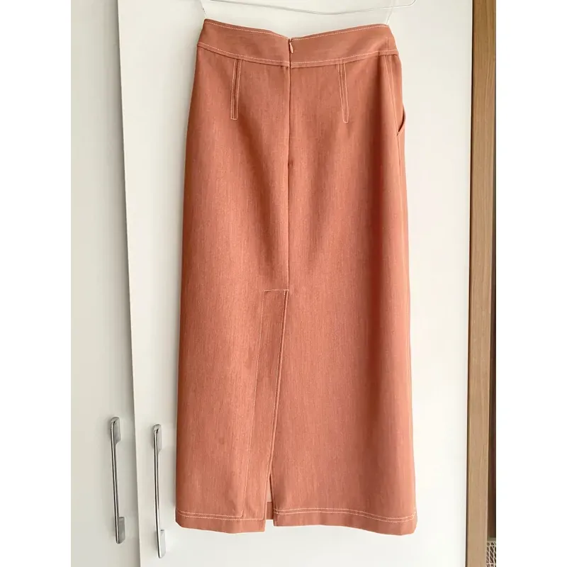 MỚI 99.99%***VÁY BÚT CHÌ DÀI *UPTOSECONDS *MÀU CAM ĐẤT MỚI* SIZE S* TẶNG QUÀ 0Đ FREESHIP 591622