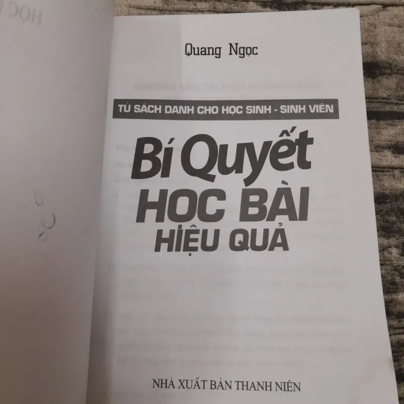 Cẩm nang Học sinh Sinh viên- Bí quyết học bài hiệu quả- TG Quang Ngọc 761963