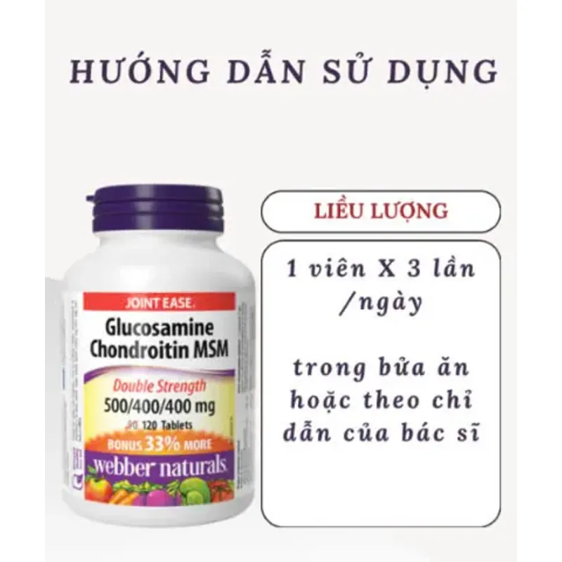 (Hàng CTY mới) Viên uống Glucosamine Webber Naturals nhập khẩu Canada - Hộp 120 viên 735862