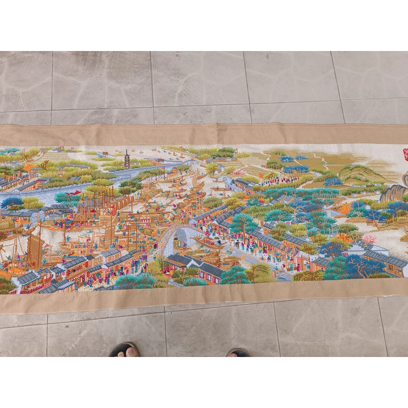 Tranh thêu chữ thập thành phẩm Cô Tô Phồn Hoa Đồ 225x70cm 495669
