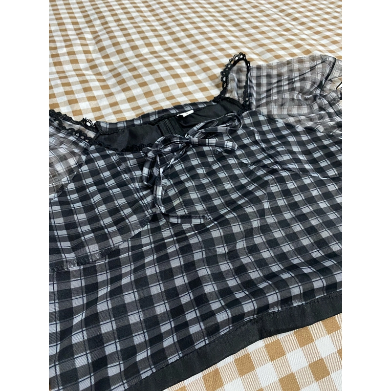 Áo croptop phối tay trong suốt 462975
