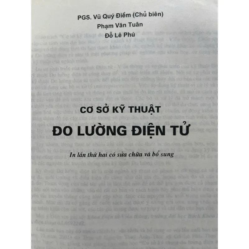 CƠ SỞ KỸ THUẬT ĐO LƯỜNG ĐIỆN TỬ 482460