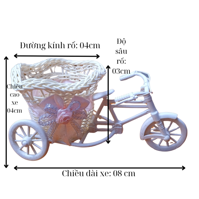 Xe Đạp Ba Bánh Đựng Hoa Trang Trí Bàn Kích thước dài 08cm cao 04cm 381885