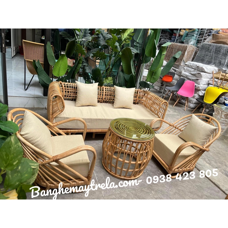 Bàn ghế sofa mây tổ yến hiện đại 472010