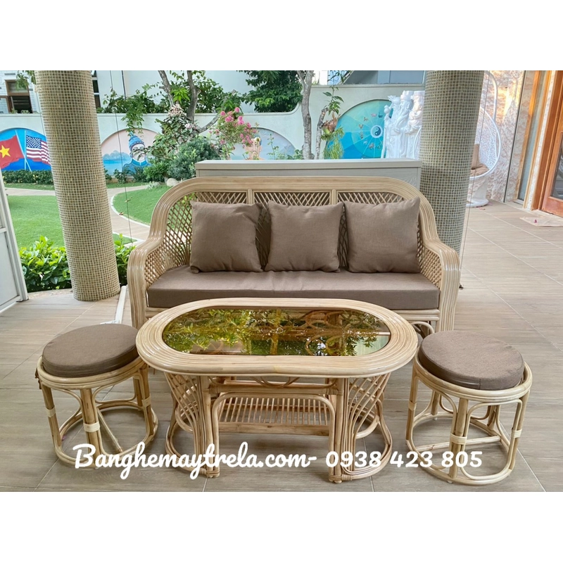 Bàn ghế sofa mây phòng khách nhỏ gọn 479374