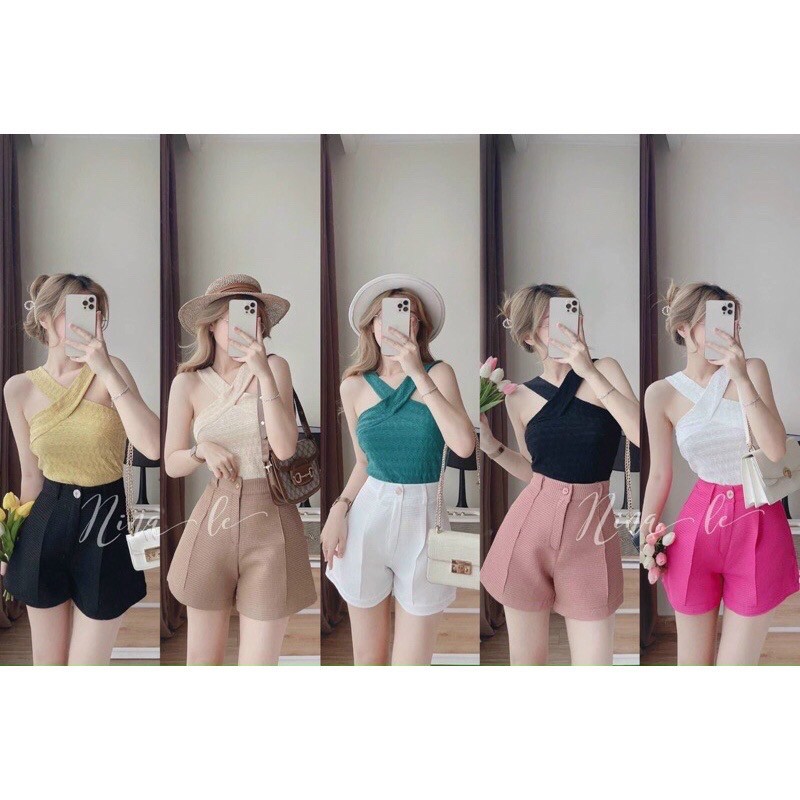 Áo cổ xoán BON 2 màu trắng, nu 143957