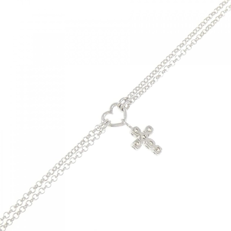 Ponte Vecchio Heart × Cross Diamond Bracelet 0.12CT 666550