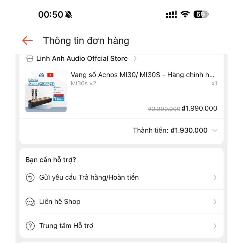 Vang số acnos mi30s dùng mới tinh 386515