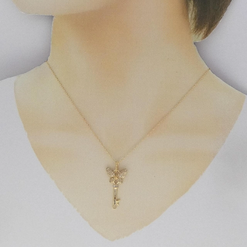 K18YG Bướm×Chìa khóa Dây chuyền Kim cương 0.45CT - Hàng hiệu Chính hãng 861569