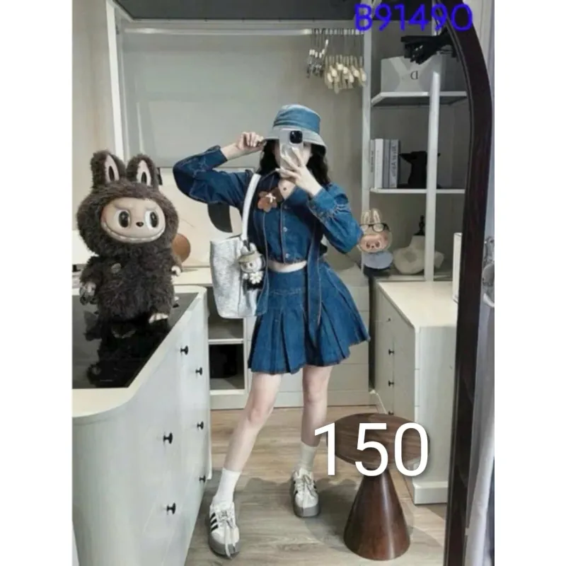 Set váy áo jeans bé gái <48 ký mặc Tết cực xinh 739167