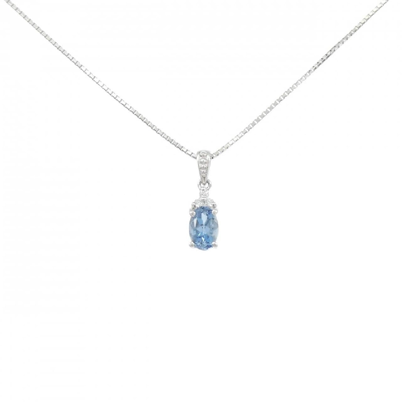 Dây chuyền aquamarine PT900/PT850 0.43CT - Hàng hiệu Authentic 855611