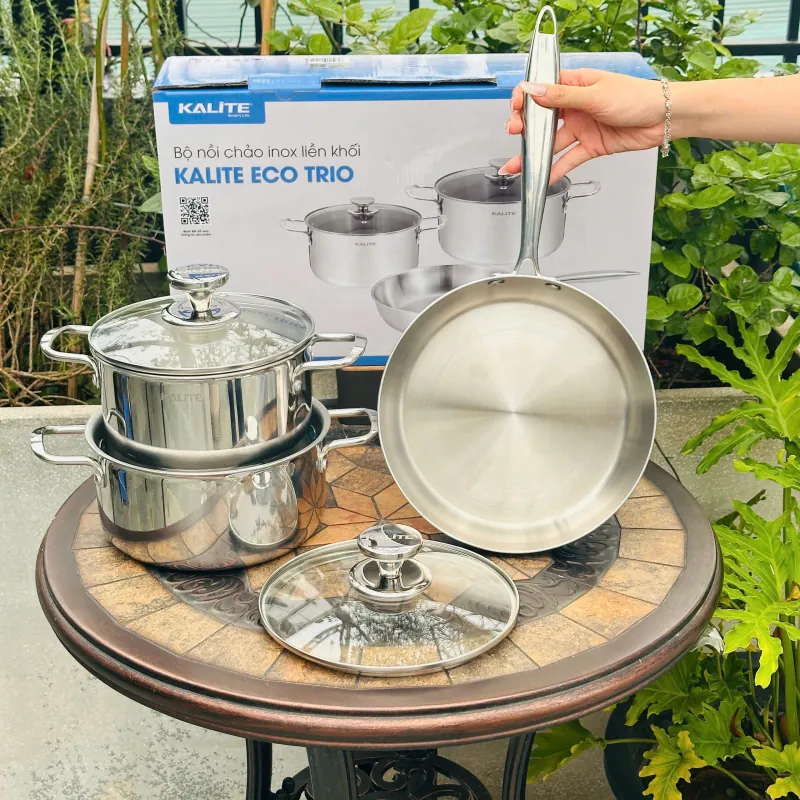 Kalite ECO Trio – Bộ nồi chảo inox liền khối cao cấp 739226