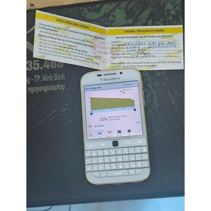 BlackBerry Q10 White viền Gold 329304