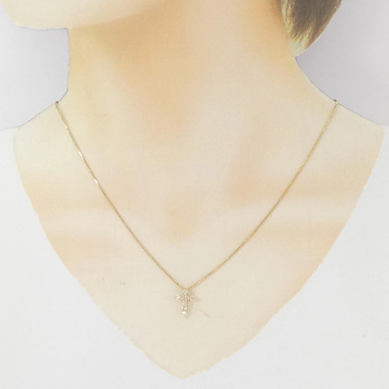 K18YG Dây chuyền kim cương chéo 0.30CT - Hàng hiệu chính hãng 860071