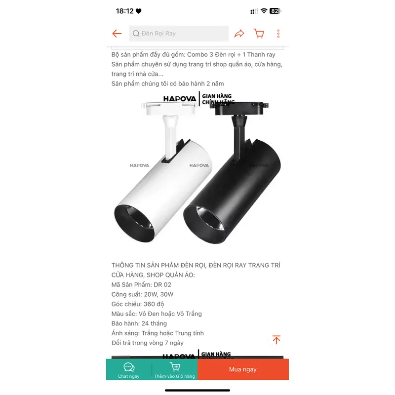 Combo 3 Đèn rọi ray và 1 Thanh ray 1 mét Công suất 20W, 30W  604291