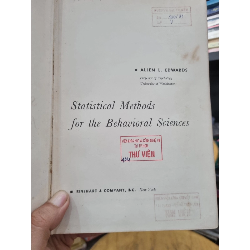 STATISTICAL METHODS FOR THE BEHAVIORAL SCIENCES - ALLEN L. EDWARDS 119957