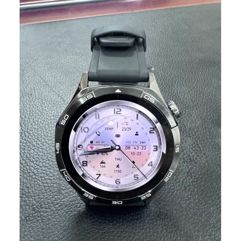 Đồng hồ thông minh thể thao nam nữ màn hình tròn dây cao su đen 600040