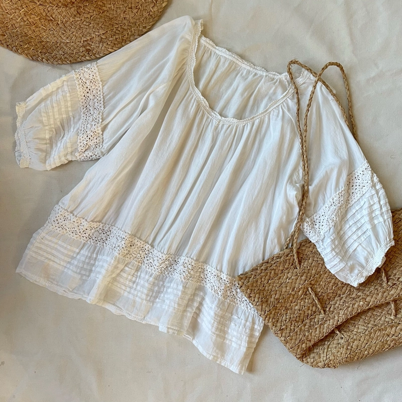 Áo linen tơ trắng 522265