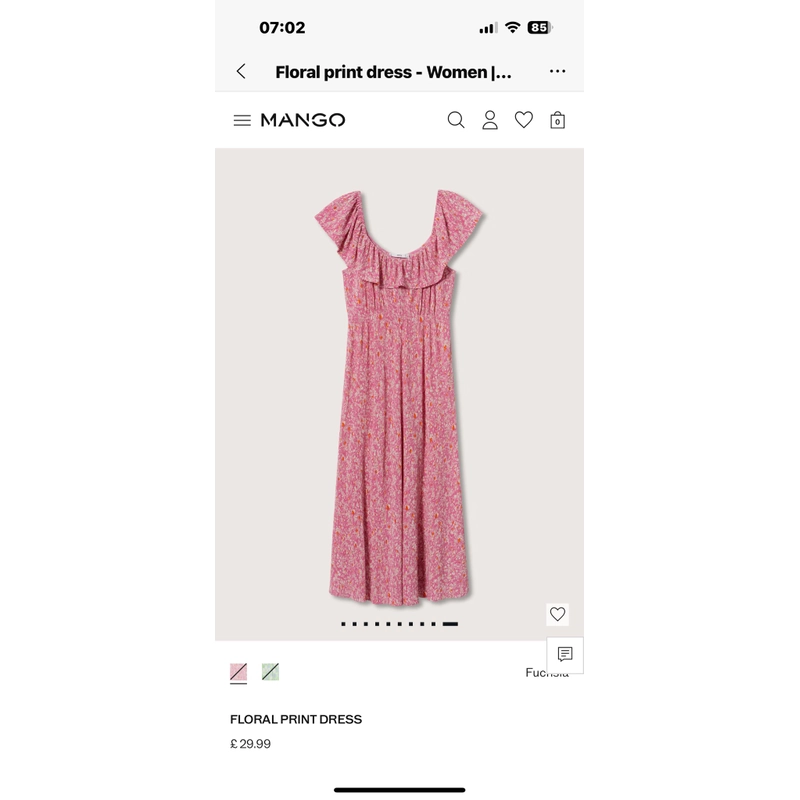 Đầm Floral Hồng Mango size XS chất liệu chun co giãn hàng chính hãng còn nguyên mác 461953