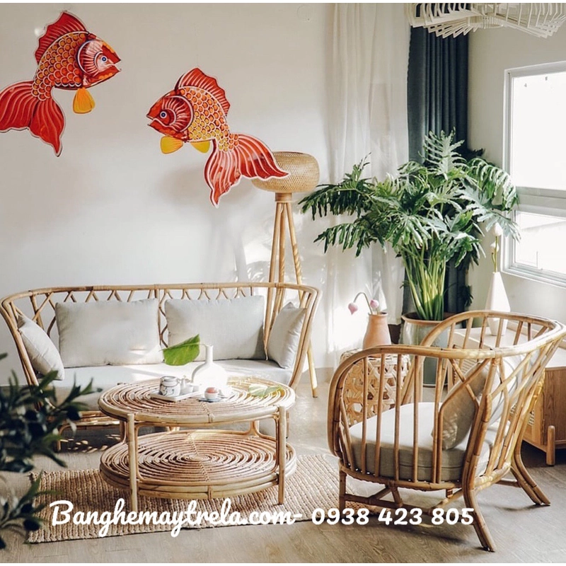 Bàn ghế sofa mây phòng khách hiện đại 505646