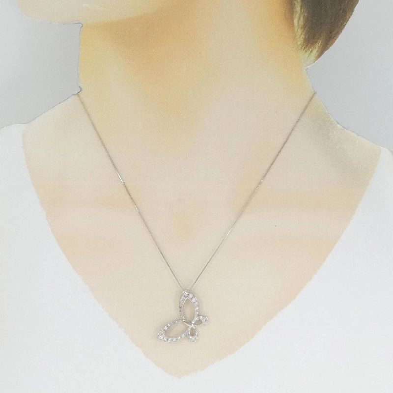 K18WG Bướm Kim Cương Dây Chuyền 0.37CT - Hàng hiệu Chính hãng 860494