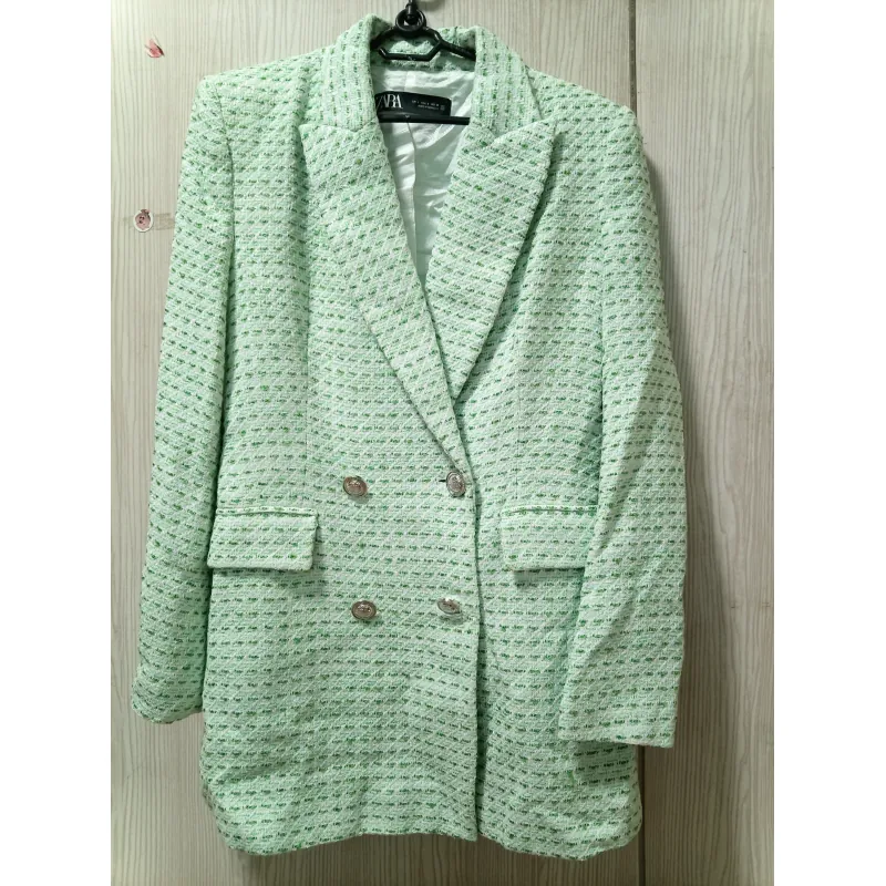 Áo blazer nữ Zara phối họa tiết xanh nhạt size M 761915